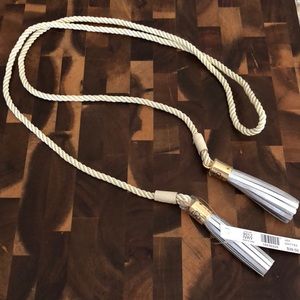 Ann Taylor Cord Belt w/ Leather Silver Tassels